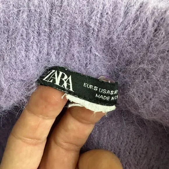 2/$30 ZARA Fuzzy Knit Shorts High Waist Lilac Small #A0654 - Picture 7 of 8